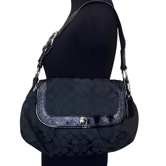 Vintage coach black signature soho shoulder bag with buckle strap Y2K Logo - Picture 1 of 8